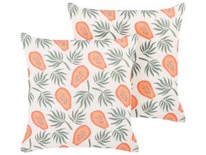 Kissen 2er Set AVENS Grün - Orange - Weiß - Textil - 45 x 10 x 45 cm