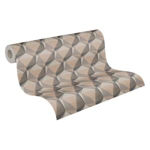 Geometrische Tapete Retro Beige Grau Bronze