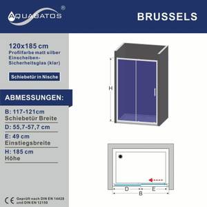 Duschwand Schiebetür Duschtür Nischentür Breite: 120 cm