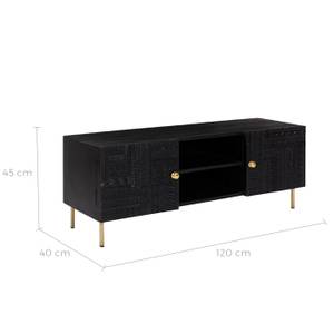 Meuble TV Chimane Noir - Bois massif - 120 x 45 x 120 cm