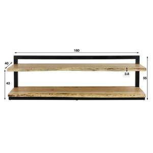 Lowboard Kana Schwarz - Braun - Metall - Massivholz - Holzart/Dekor - 180 x 55 x 35 cm