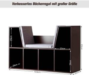 Bücherregal mit Kissen Braun - Holzwerkstoff - 30 x 63 x 103 cm