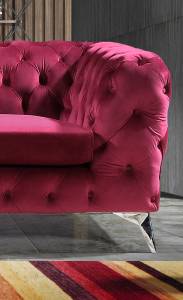KAWOLA Sofa 3-Sitzer NARLA Chesterfield KAWOLA Sofa NARLA Chesterfield Velvet rot 3-Sitzer B/H/T: 219/68/84cm - Pink