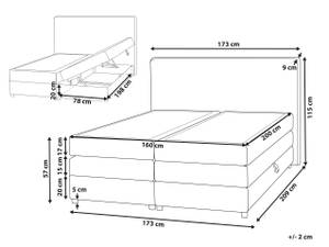 Boxspring Bett MINISTER Beige - Silber - Weiß - Textil - 168 x 115 x 209 cm