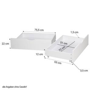 Coffret de rangement lot de 2 2196 Blanc - Bois massif - Bois/Imitation - 82 x 22 x 53 cm