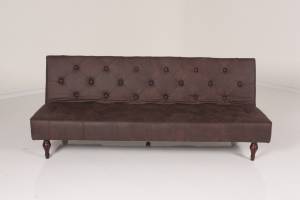 Canapé-lit VINTAGE Tissu Marron - Cuir synthétique - Textile - 190 x 76 x 92 cm