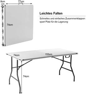 Klapptisch Campingtisch Weiß - Metall - 74 x 74 x 153 cm