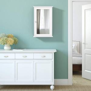 2 Ebenen Badezimmerspiegelschrank Weiß - Holzwerkstoff - 15 x 53 x 34 cm