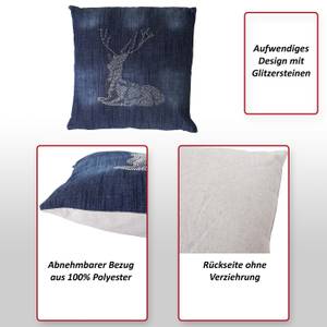 Deko-Kissen Hirsch Blau - Textil - 45 x 45 x 12 cm