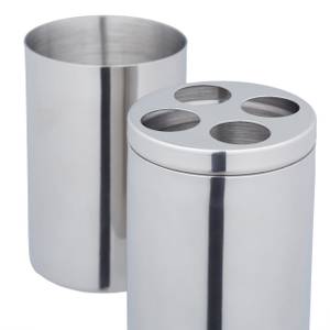 5-tlg. Badezimmer Set glänzend Silber - Metall - Kunststoff - 10 x 39 x 10 cm