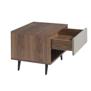 Table de chevet en noyer et grise Marron - Bois manufacturé - 55 x 42 x 45 cm