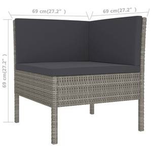 Garten-Sofagarnitur (8-teilig) 3094358 Grau - Metall - Polyrattan - 60 x 35 x 60 cm