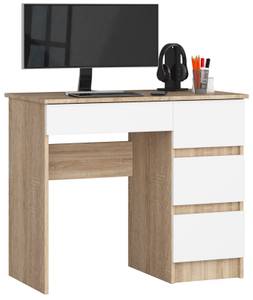 Bureau d'ordinateur A-7 droit CLP Imitation chêne de Sonoma - Blanc