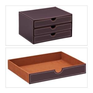 Schubladenbox aus Kunstleder Braun - Holzwerkstoff - Kunststoff - Textil - 33 x 18 x 25 cm