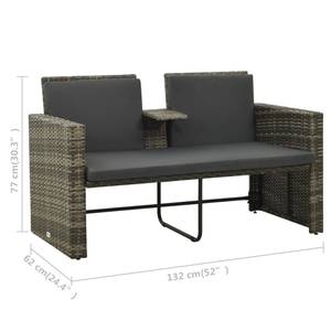 Garten-Sofa-Set Grau - Metall - Polyrattan - 55 x 32 x 55 cm