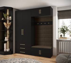 Garderobe Inova 3 Z12 Schwarz - Braun - Gold - Gold