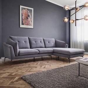 Ecksofa SANDRO Grau - Metall - Massivholz - Textil - 258 x 86 x 160 cm