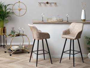 Tabouret de bar DARIEN Beige - Noir