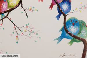 Tableau peint Gazouillis coloré Bois massif - Textile - 100 x 70 x 4 cm