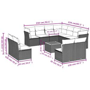 Gartensitzgruppe K356(12-tlg) Grau - Massivholz - 69 x 62 x 62 cm