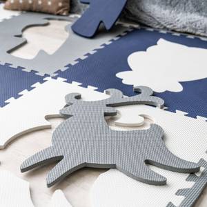 XXL Puzzlematte für Babys - Wald Cremeweiß - Grau - Nachtblau