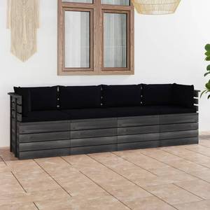 Gartensitzgruppe K5449(4-Sitzer) Schwarz - Massivholz - 72 x 65 x 60 cm