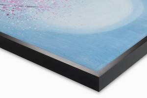 Tableau peint Cherry Blossom Night Bleu - Rose foncé - Bois massif - Textile - 90 x 60 x 4 cm