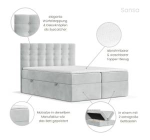 Boxspringbett Sansa Hellgrau - Breite: 140 cm