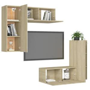 TV-Schrank 4er Set D626 Braun - Holzwerkstoff - 30 x 30 x 80 cm