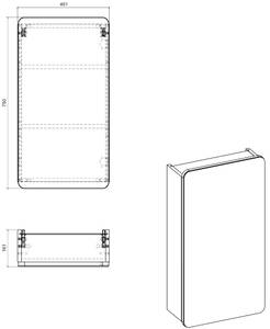 Spiegelschränke ARUBA MC40 1D Beige - Holzwerkstoff - Kunststoff - 40 x 75 x 16 cm