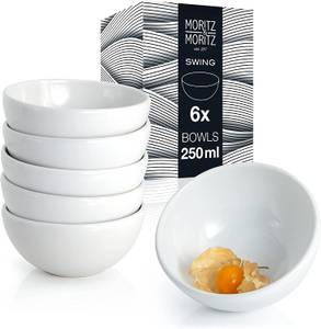 SWING 6x Dessertschalen Set je 250ml Weiß - Keramik - Ton - 11 x 5 x 11 cm