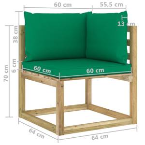 Garten Ecksofa 3016481-7 (2er Set) Grün - Holzwerkstoff - Holzart/Dekor - 64 x 70 x 64 cm