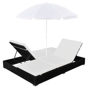 Sonnenliege 3000932 Schwarz - Kunststoff - Polyrattan - 140 x 190 x 197 cm