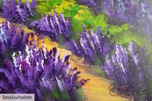 Acrylbild Streifen der süßen Erinnerung Violett - Massivholz - Textil - 90 x 60 x 4 cm