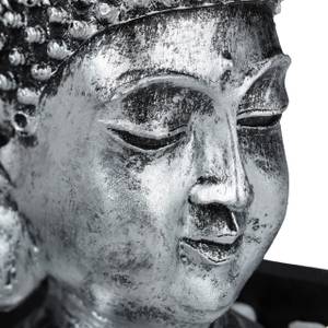 Zen Garten mit Buddha Schwarz - Braun - Silber - Holzwerkstoff - Kunststoff - Stein - 20 x 14 x 20 cm