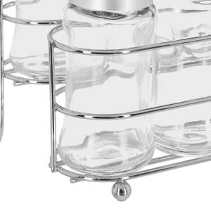 Gewürzregal mit 8 Gewürzgläsern Schwarz - Silber - Glas - Metall - Kunststoff - 23 x 16 x 13 cm