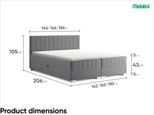 Boxspringbett Piaf Grau - Breite: 146 cm - H3