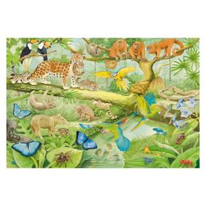 Puzzle  Tiere im Dschungel 100 Teile Papier - 20 x 4 x 28 cm