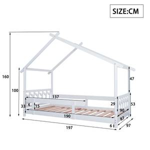 Lit cabane, lit ludique Karle Ⅳ Blanc - Bois manufacturé - Métal - Bois massif - Bois/Imitation - 97 x 160 x 197 cm