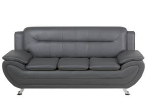 3-Sitzer Sofa LEIRA Grau - Silber - Kunstleder - 201 x 88 x 86 cm