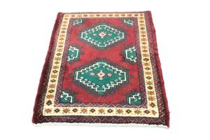 Turkaman - 87x64cm Rot - Naturfaser - 64 x 1 x 87 cm