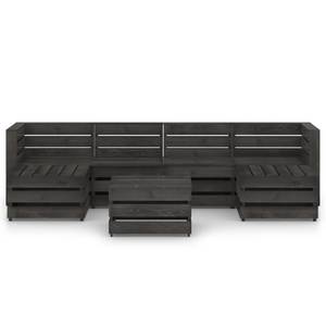 Garten-Lounge-Set Grau - Massivholz - Holzart/Dekor - 70 x 66 x 69 cm