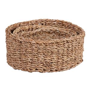 3-tlg. Aufbewahrungskorb Set aus Seegras Braun - Rattan - 30 x 12 x 25 cm