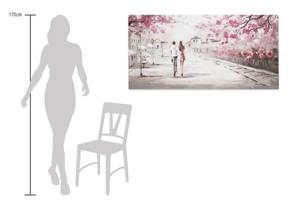 Acrylbild handgemalt First Date Beige - Pink - Massivholz - Textil - 120 x 60 x 4 cm