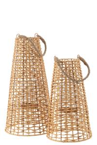 Lanterne Anaïs Braun - Holzwerkstoff - Rattan - 30 x 55 x 30 cm