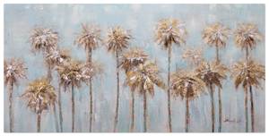 Tableau peint Morning in the Tropics Bleu - Marron - Bois massif - Textile - 120 x 60 x 4 cm