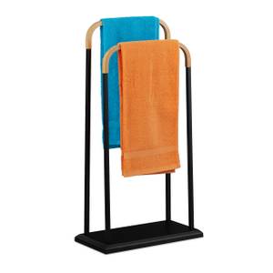 Handtuchhalter stehend in Schwarz Schwarz - Braun - Bambus - Metall - 45 x 85 x 22 cm