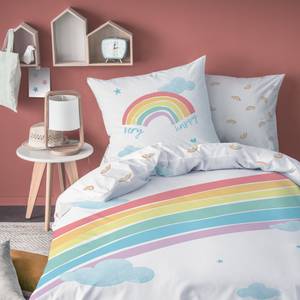 Bettwäsche Regenbogen in Biber Weiß - Textil - 135 x 200 x 1 cm