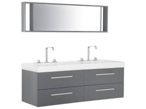 Ensemble pour salle de bain MALAGA Gris - Argenté - Blanc - Bois manufacturé - 140 x 48 x 47 cm