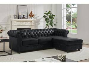 Sofa TOLEDO Schwarz - Echtleder - 163 x 72 x 228 cm